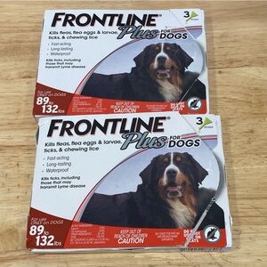 Frontline Plus for large dogs flea 89lb to 132 lbs 2 packs total 6 doses NIP